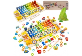 Układanka Sorter Drewniana Montessori Edukacyjna Klocki Zabawka dla Dzieci